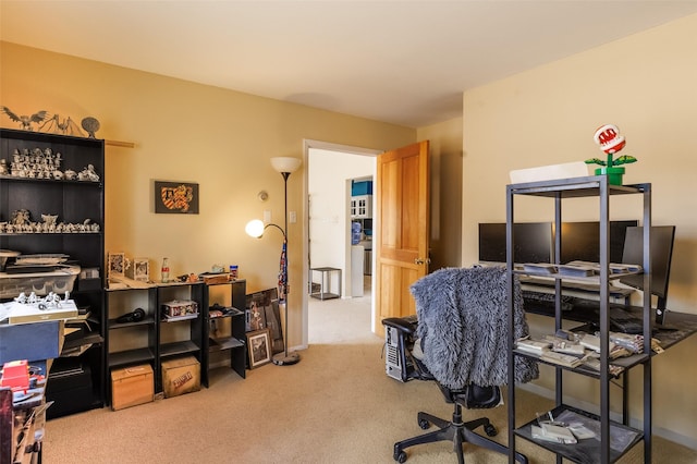 view of carpeted home office