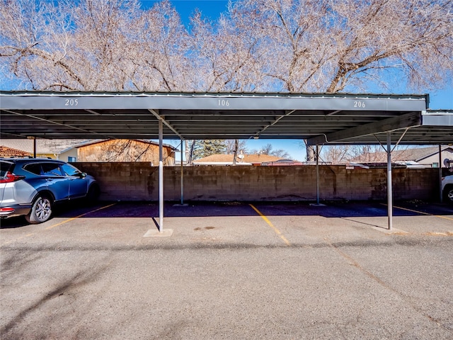 view of covered parking lot