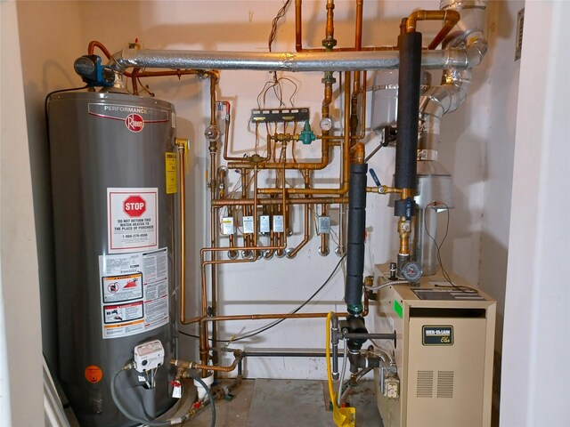 utility room featuring water heater