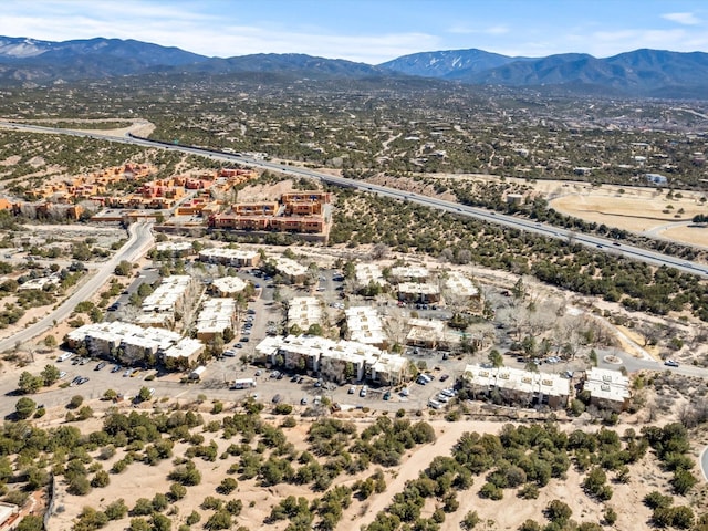 drone / aerial view with a mountain view