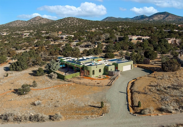 drone / aerial view featuring a mountain view