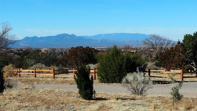 view of mountain feature with a rural view