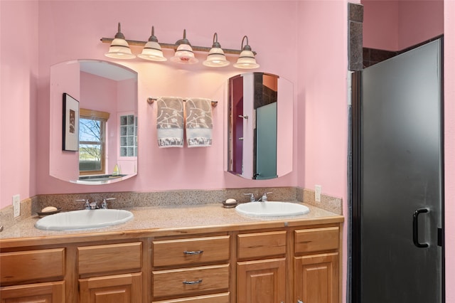 bathroom with double vanity and a sink