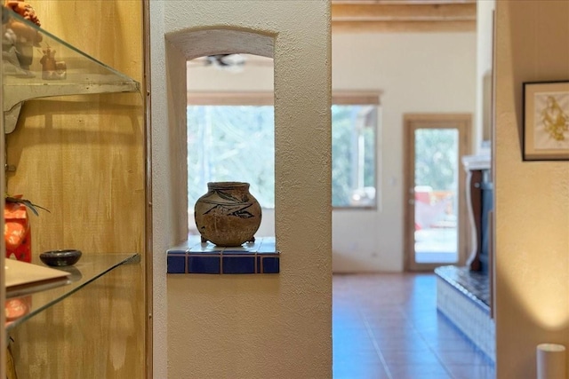 entryway with a textured wall