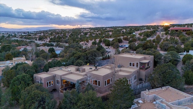 view of aerial view at dusk