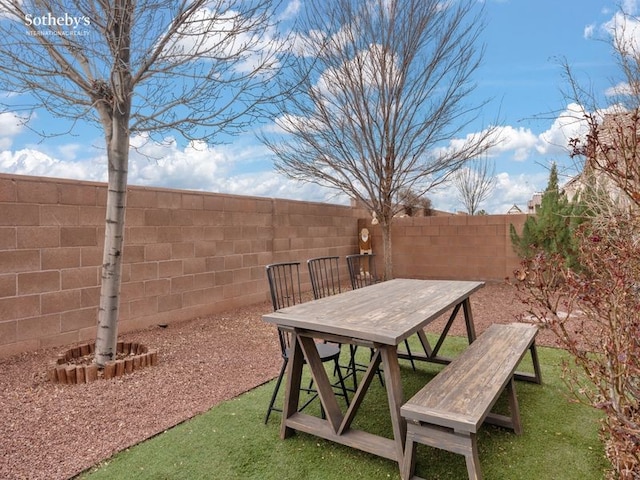 exterior space featuring a fenced backyard