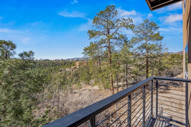 balcony with a view of trees