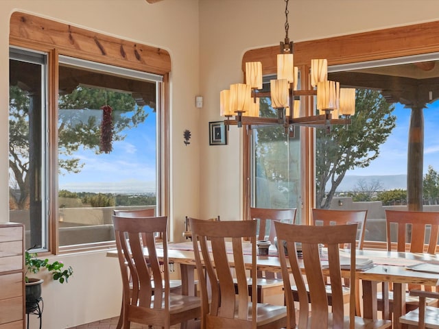 dining room with a chandelier and a wealth of natural light