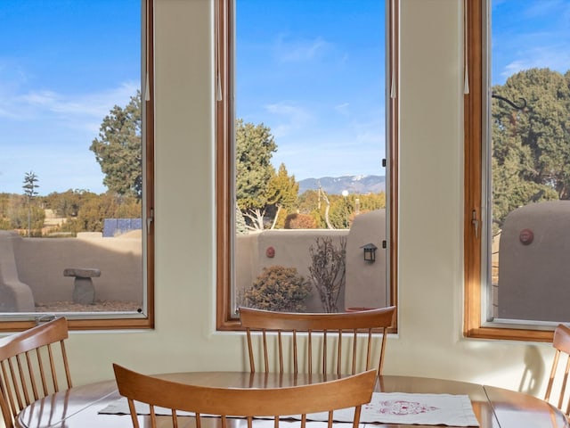 interior details featuring a mountain view