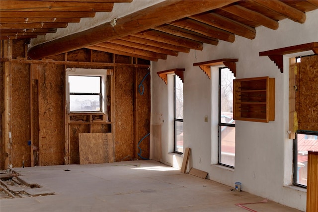 misc room with beamed ceiling