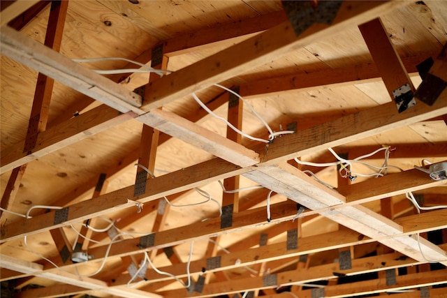 view of unfinished attic