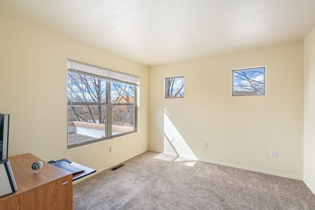 interior space with baseboards and visible vents