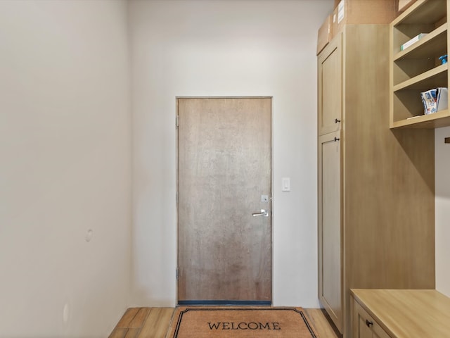 mudroom featuring light wood-style flooring