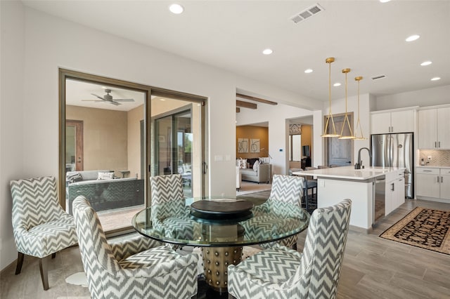 dining room featuring recessed lighting and visible vents