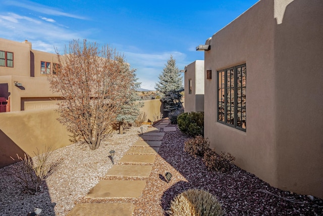 view of yard with a garage