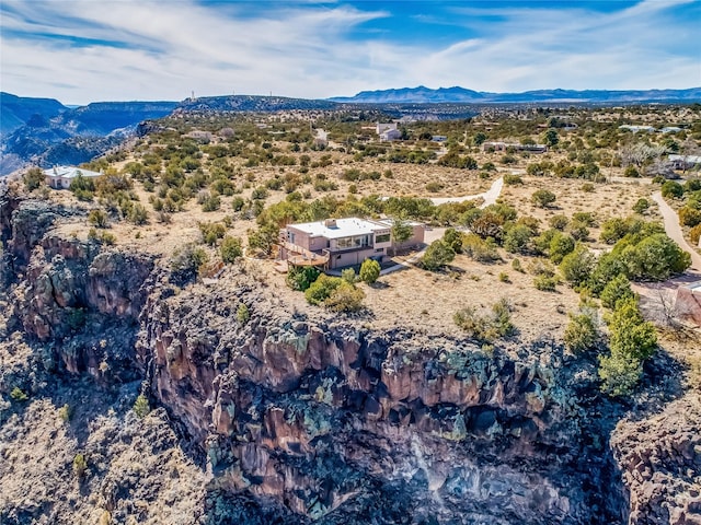 birds eye view of property featuring a mountain view