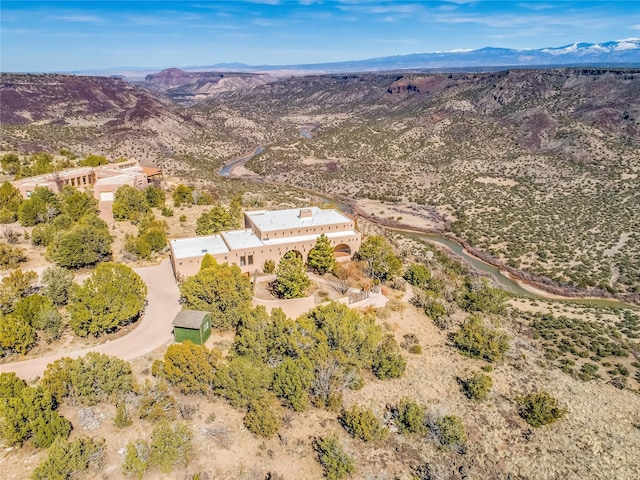 aerial view with a mountain view