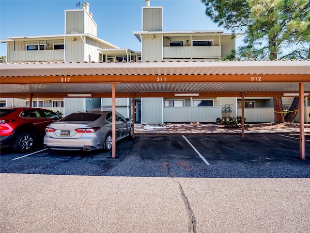 view of covered parking lot