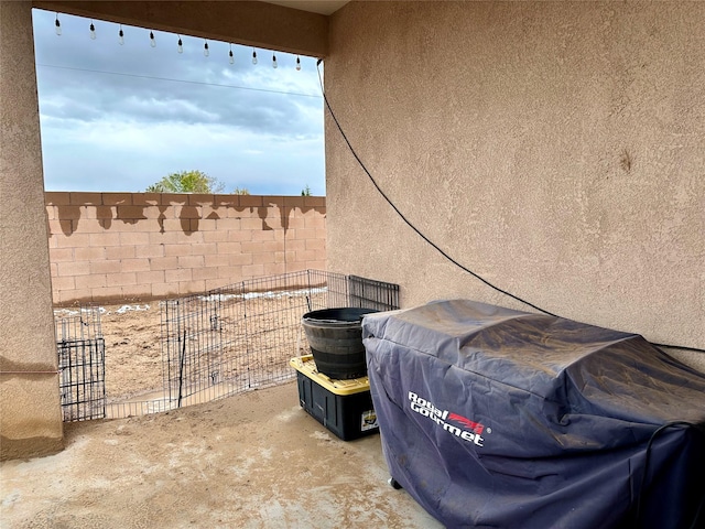 details with stucco siding and fence