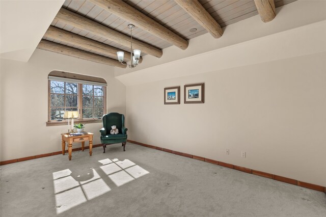 3101 Old Pecos Trl Unit 219, Santa Fe, NM 87505 - sitting room with carpet flooring, wooden ceiling, and baseboards