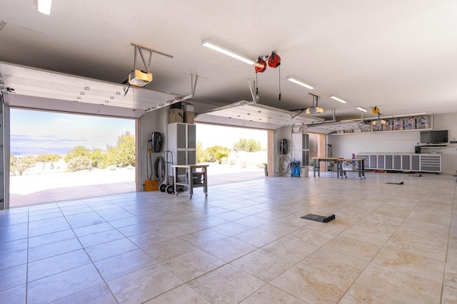 garage with a garage door opener