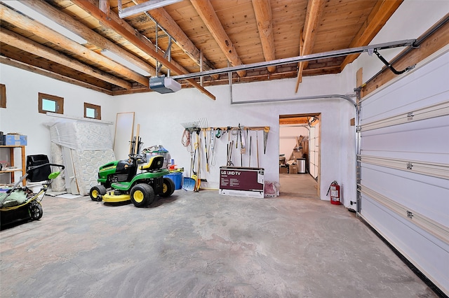 garage with a garage door opener