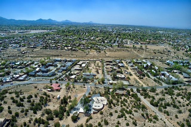 aerial view featuring a mountain view and a residential view