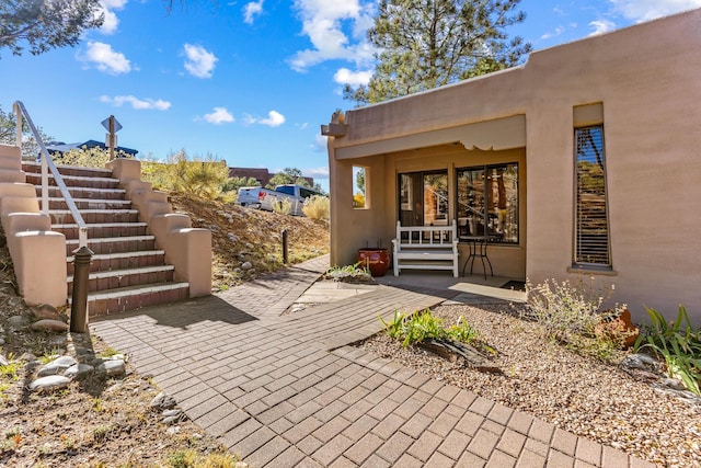 view of patio with stairs