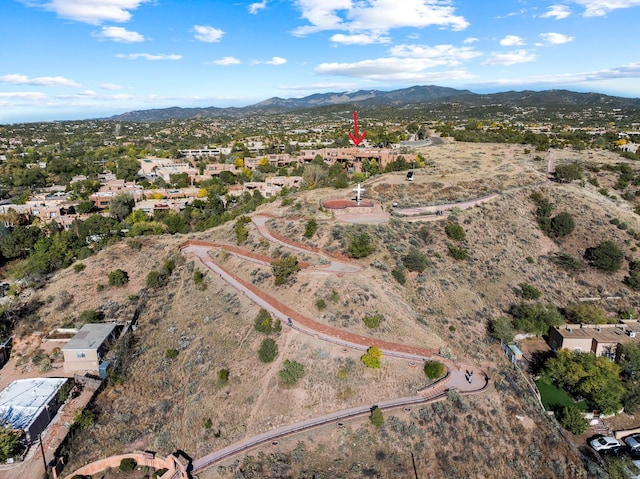 drone / aerial view with a mountain view