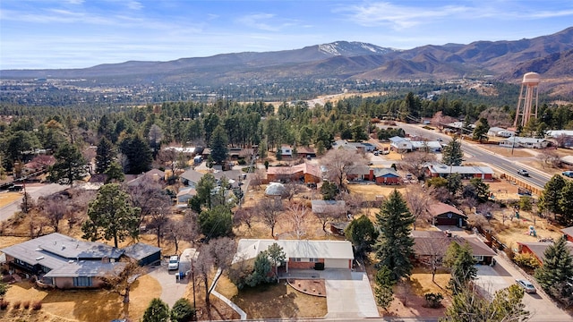 bird's eye view with a mountain view