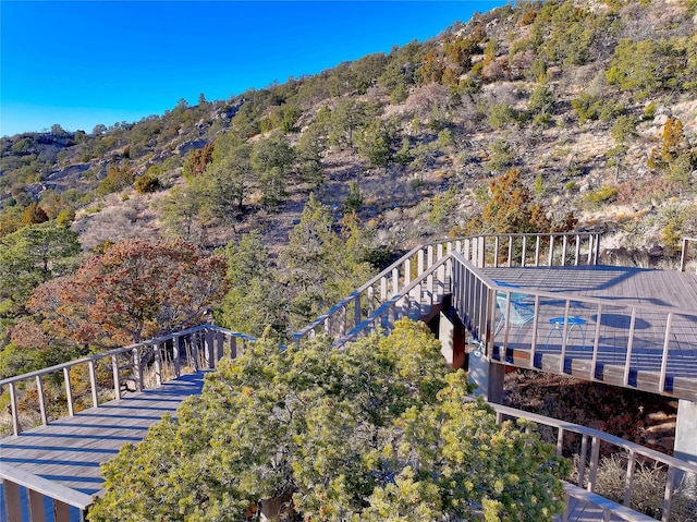 bird's eye view featuring a view of trees