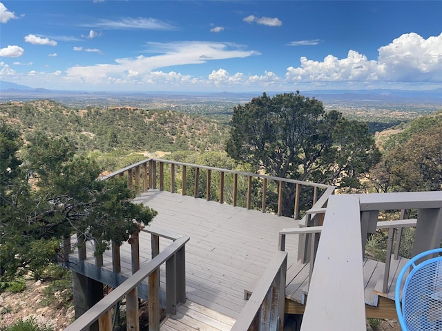 deck with a forest view