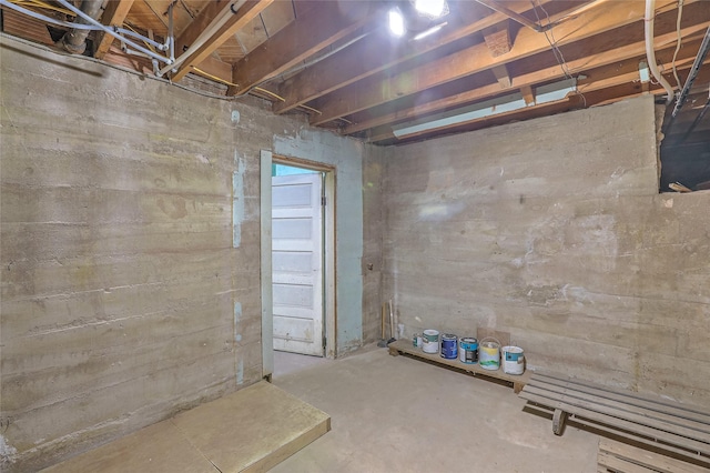 view of unfinished basement