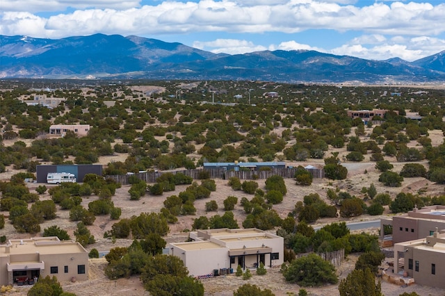 drone / aerial view featuring a mountain view