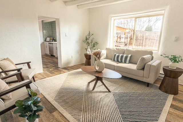 living area with wood finished floors