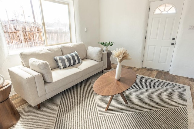 living room with wood finished floors