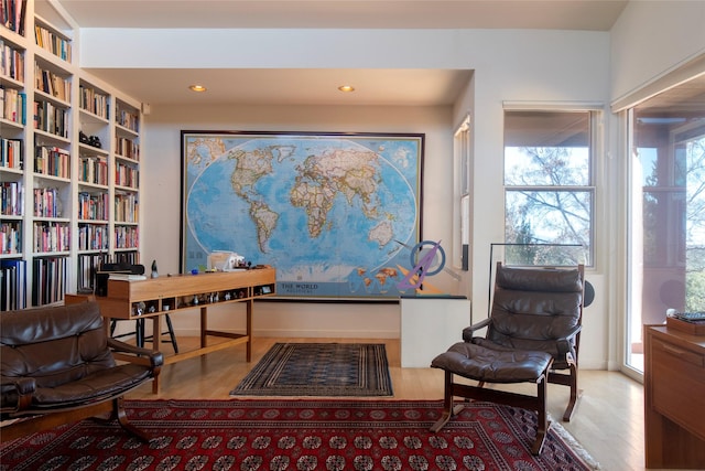 office featuring recessed lighting and wood finished floors