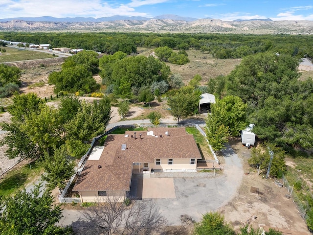 bird's eye view featuring a mountain view