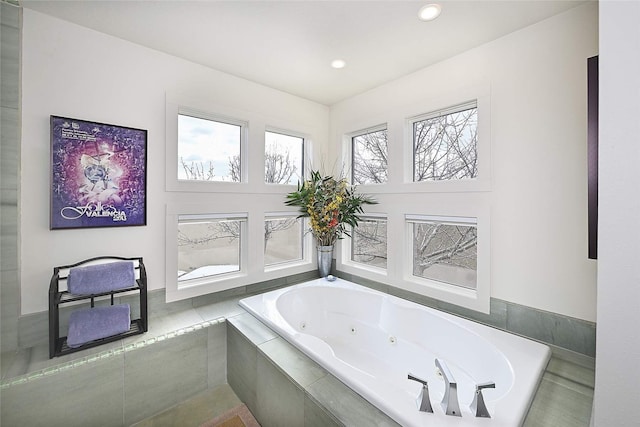 570 Via Arista, Santa Fe, NM 87506 - bathroom featuring recessed lighting and a tub with jets