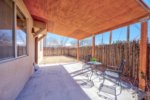 view of patio with a fenced backyard