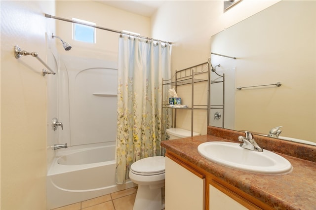 9 E Saddleback Mesa, Santa Fe, NM 87508 - bathroom featuring tile patterned flooring, toilet, shower / bath combo with shower curtain, and vanity