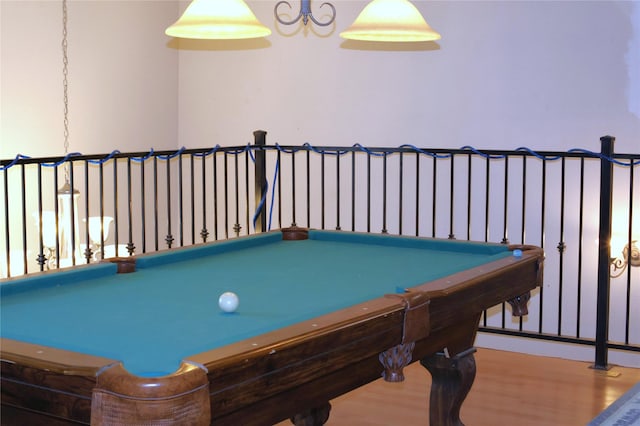 rec room featuring wood finished floors and pool table