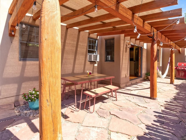 936 Dunlap, Santa Fe, NM 87501 - view of patio / terrace with cooling unit and outdoor dining area