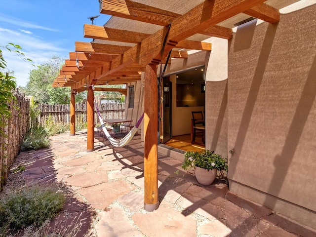 936 Dunlap, Santa Fe, NM 87501 - view of patio / terrace with a pergola