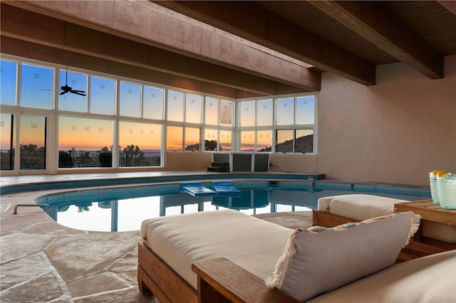 6 Overlook Rd, Santa Fe, NM 87505 - pool at dusk featuring an indoor pool