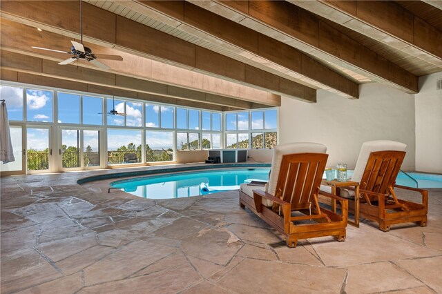 6 Overlook Rd, Santa Fe, NM 87505 - pool with a jacuzzi and a ceiling fan