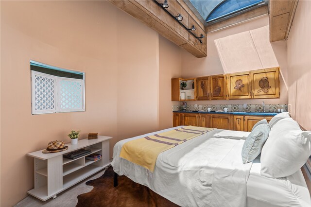 6 Overlook Rd, Santa Fe, NM 87505 - bedroom with a towering ceiling and a sink