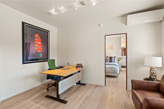 6 Overlook Rd, Santa Fe, NM 87505 - office area featuring light wood finished floors and an AC wall unit
