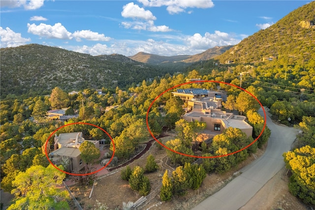 6 Overlook Rd, Santa Fe, NM 87505 - birds eye view of property featuring a mountain view and a forest view