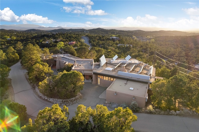 6 Overlook Rd, Santa Fe, NM 87505 - drone / aerial view featuring a forest view and a mountain view